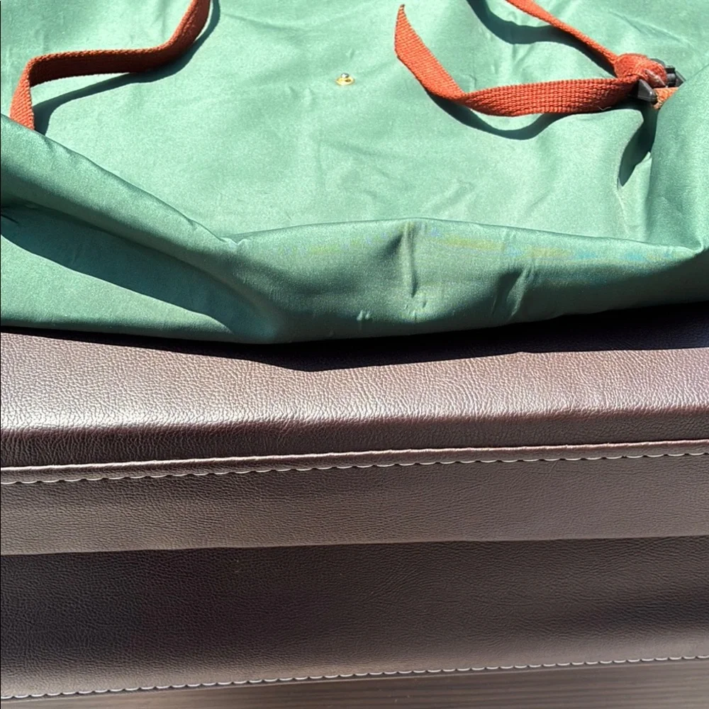 Green LONGCHAMP Tote Bag with Brown Trim - Classic Everyday Carry
